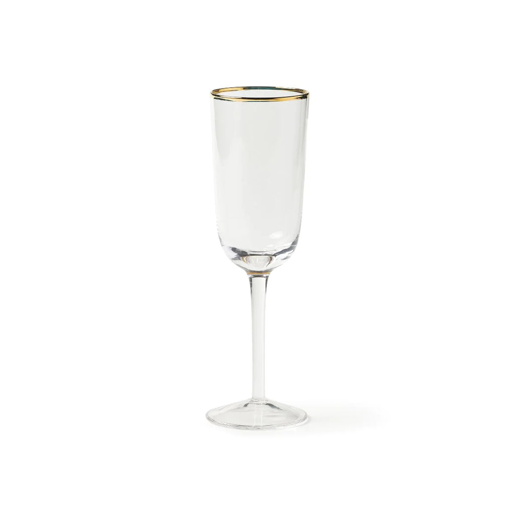 Bitossi Clear Flute Goblets With Gold Rim 