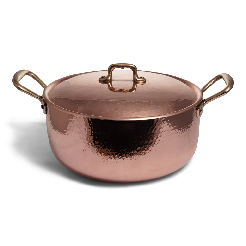 Navarini Rame Induction Copper 26cm 2 Handled Saucepan with Lid