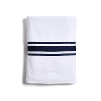 Tivoli Luxury Large Bath Towel White/Dark Blue