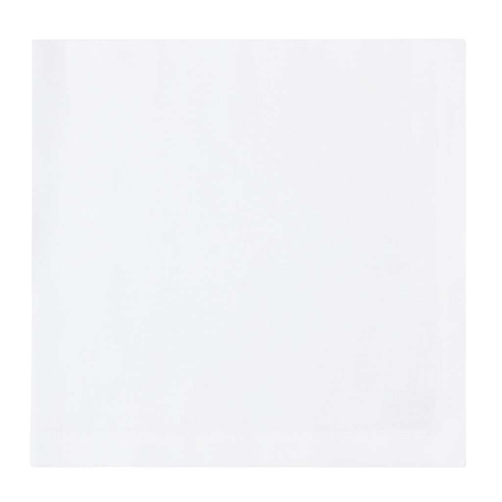 Classic white mitred linen dinner napkin