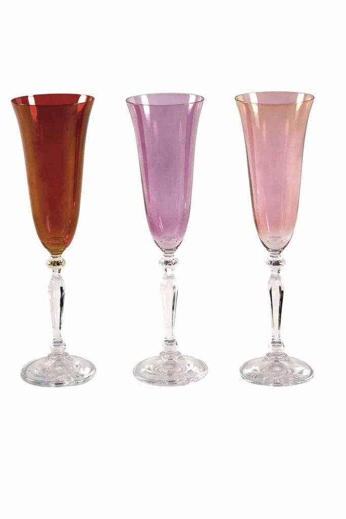 Luisa Beccaria Flute Multi Color Glasses - Set of Six