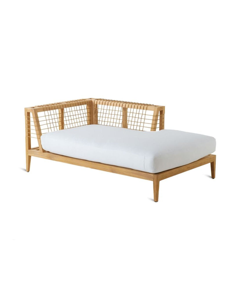 Synthesis Left Chaise-Longue Module In Teak And Waprolace