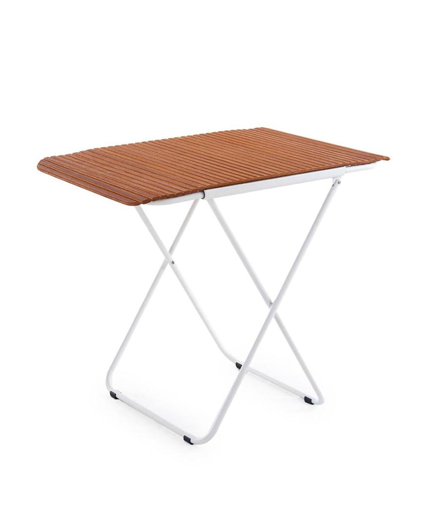 Urbn Balcony Folding Table In White Steel And Wood-Skin