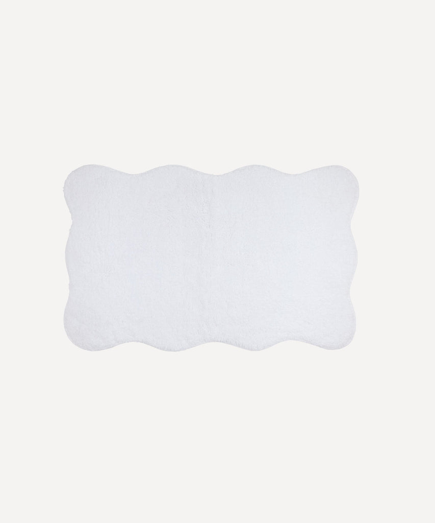 Rebecca Udall Luxury Scalloped Wavy Piped Edge Bath Mat,  White 