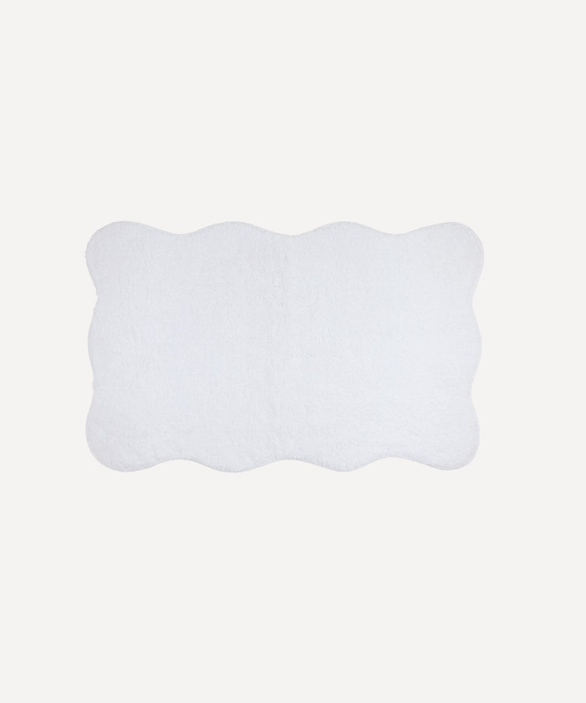 Rebecca Udall Luxury Scalloped Wavy Piped Edge Bath Mat,  White 